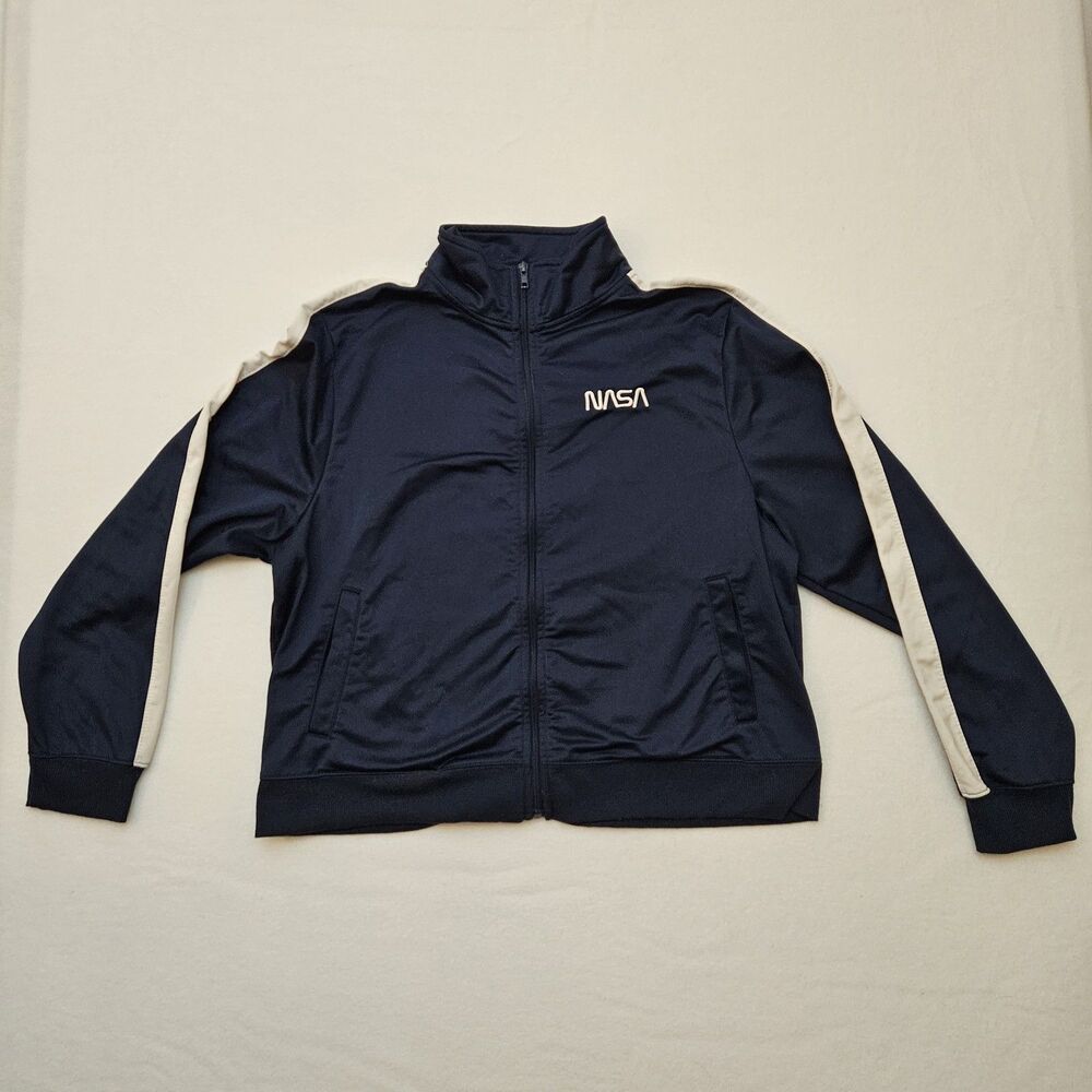 NASA Mighty Fine Sz XL Full Zip Track Jacket Running Warmup Retro Y2K Sporty